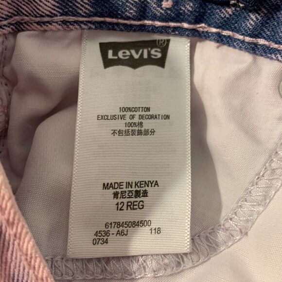 Pink Acid Washed Levi Jean Shorts Retro 80’s Girls Size 12 Throwback Distressed - Picture 3 of 7